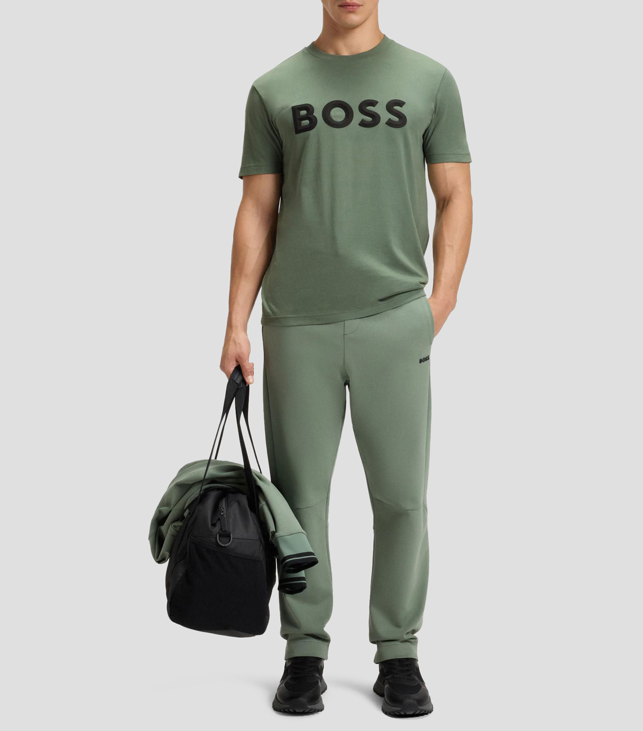 Playera de punto de algodón con logo en 3D Hombre